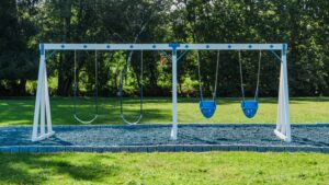 The belt swing beam is perfect for all! Designed for children 4-12 years old. Sets can have two to six swing positions.