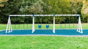 The belt swing beam is perfect for all! Designed for children 4-12 years old. Sets can have two to six swing positions.