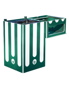 King Swings Commercial trash cans are weather-resistant and come in blue, red, green and black. Each trash bin comes with two ground anchors.